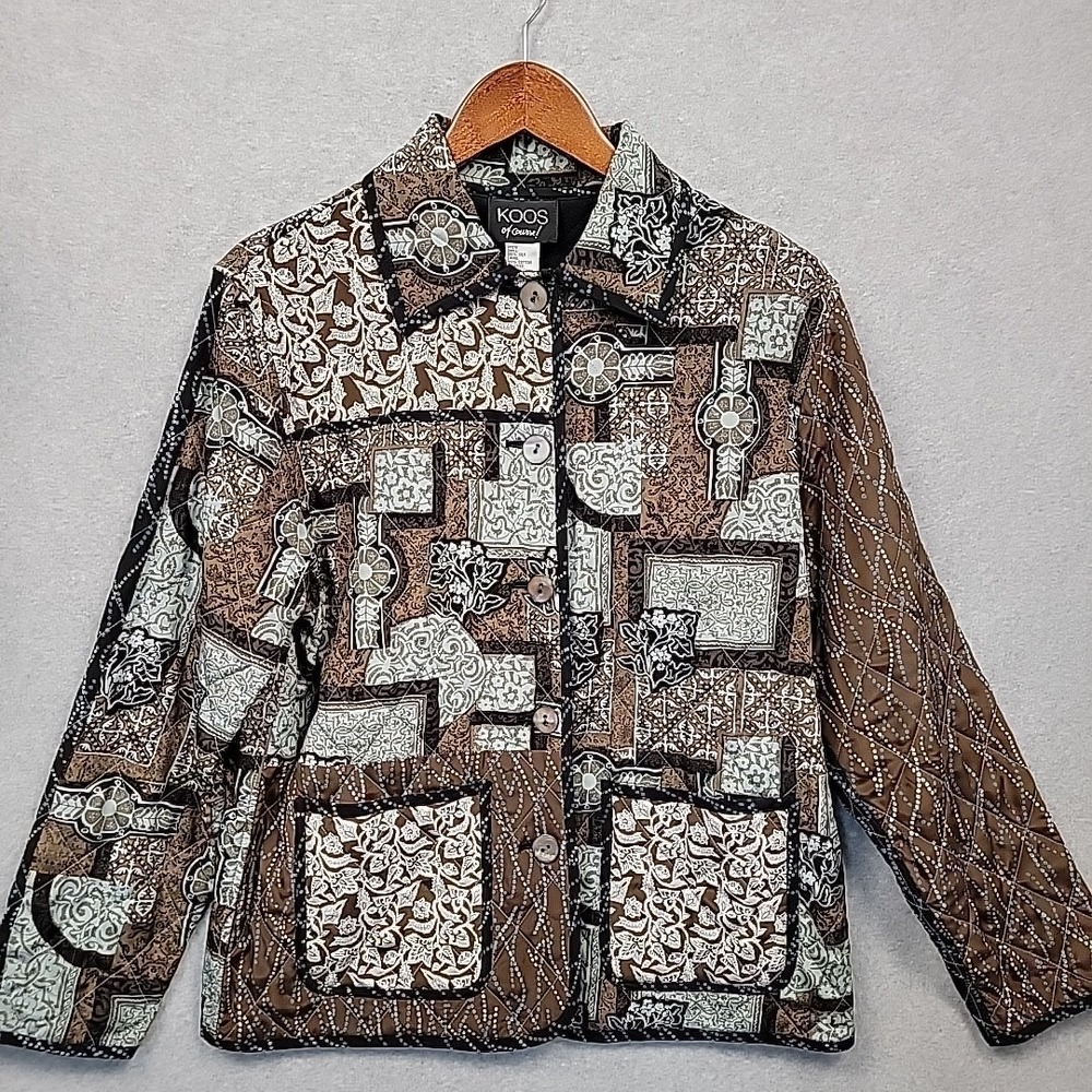KOOS‎ OF COURSE Womens S Reversible Silk Cotton Chore Jacket Quilted Buttons